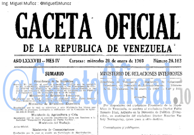 Gaceta Oficial 26163 del 20 Enero 1960