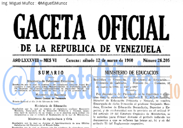 Gaceta Oficial 26205 del 12 Marzo 1960
