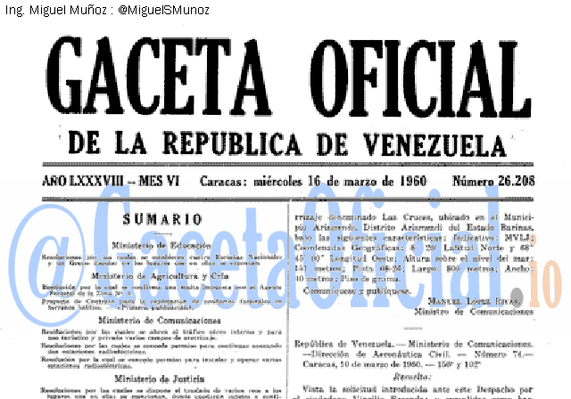 Gaceta Oficial 26208 del 16 Marzo 1960