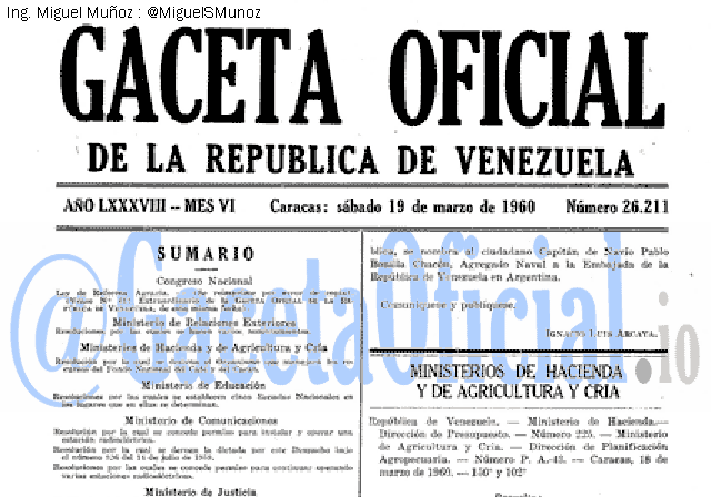 Gaceta Oficial 26211 del 19 Marzo 1960
