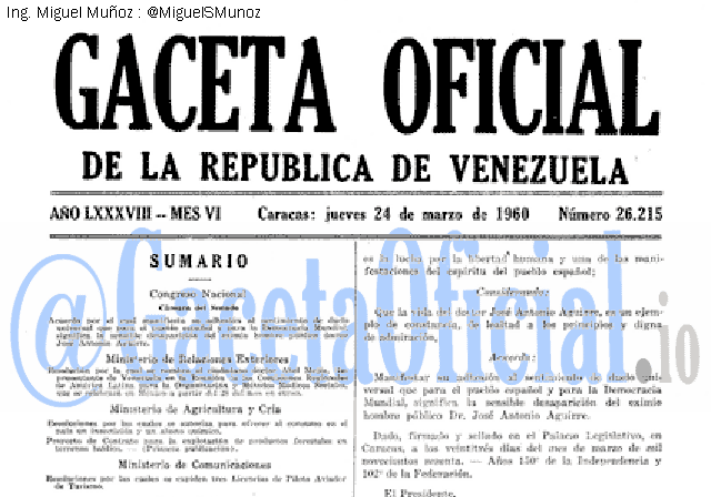 Gaceta Oficial 26215 del 24 Marzo 1960