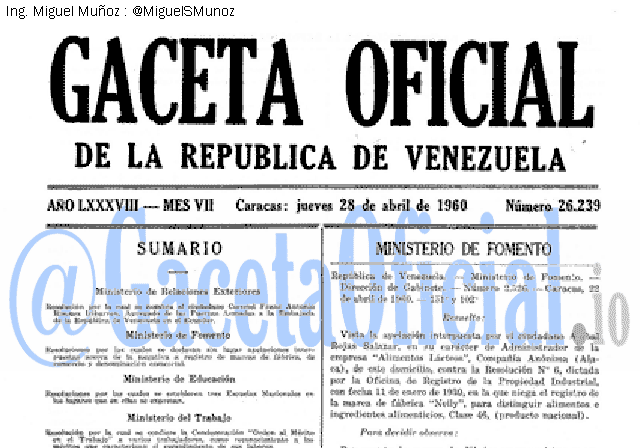 Gaceta Oficial 26239 del 28 Abril 1960