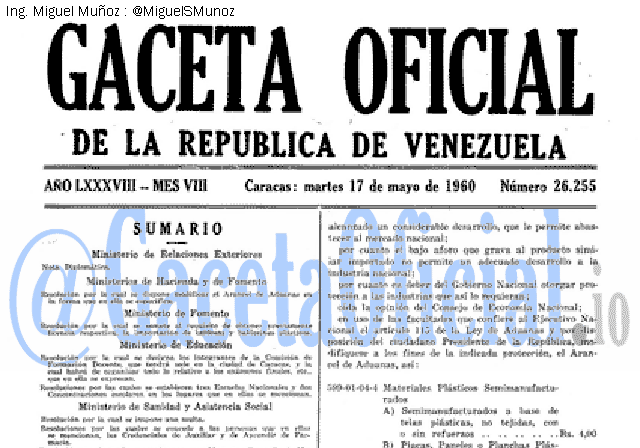 Gaceta Oficial 26255 del 17 Mayo 1960