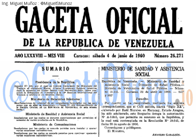 Gaceta Oficial 26271 del 4 Junio 1960