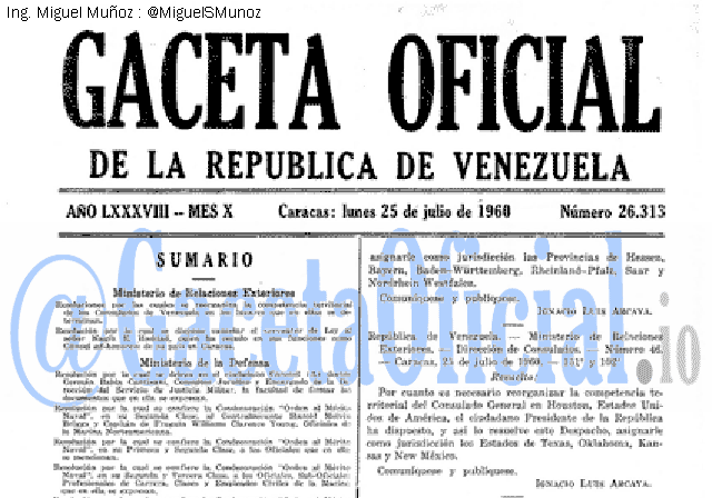 Gaceta Oficial 26313 del 25 Julio 1960