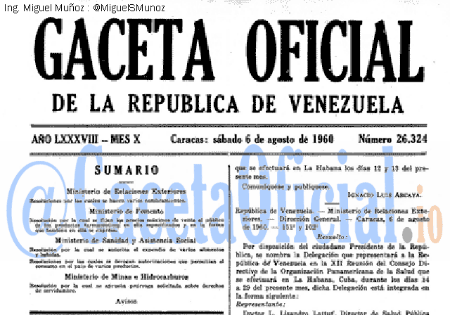 Gaceta Oficial 26324 del 6 Agosto 1960