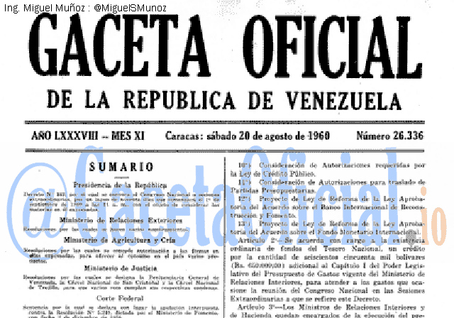 Gaceta Oficial 26336 del 20 Agosto 1960