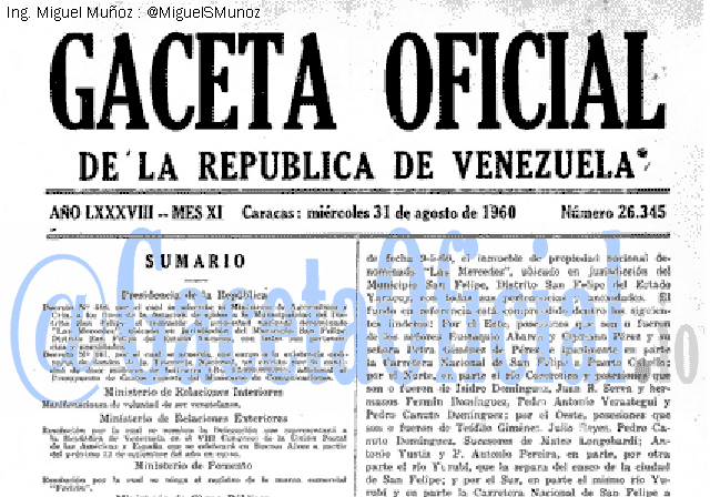 Gaceta Oficial 26345 del 31 Agosto 1960