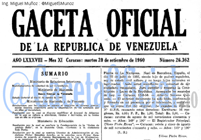 Gaceta Oficial 26362 del 20 Septiembre 1960