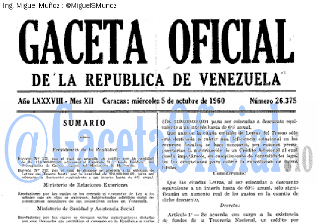 Gaceta Oficial 26375 del 5 Octubre 1960