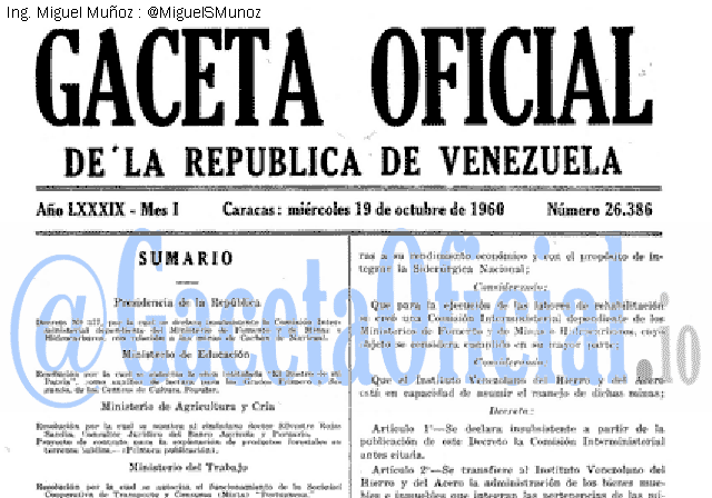 Gaceta Oficial 26386 del 19 Octubre 1960