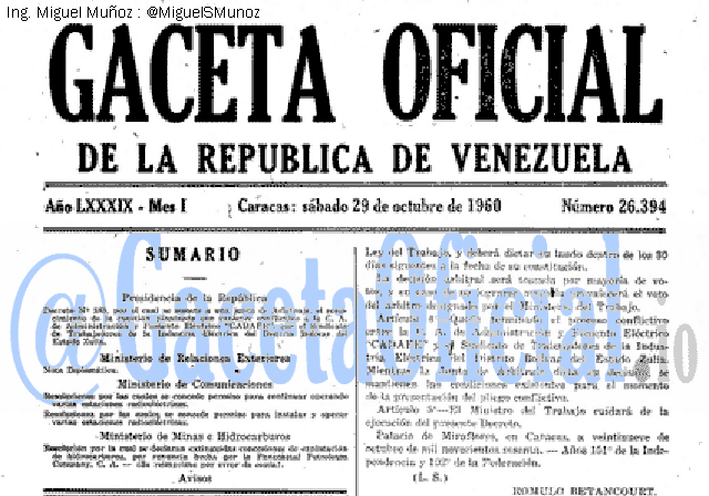 Gaceta Oficial 26394 del 29 Octubre 1960