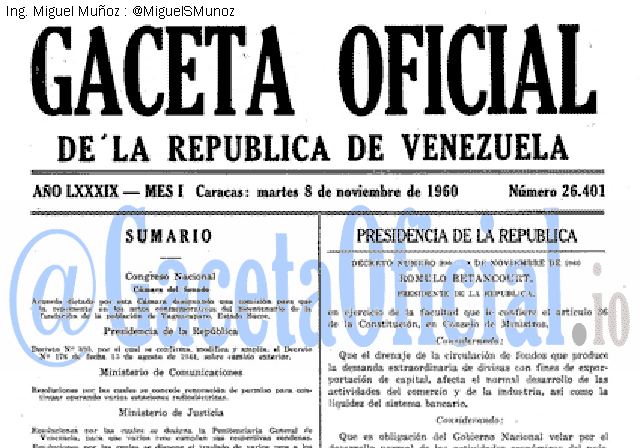 Gaceta Oficial 26401 del 8 Noviembre 1960