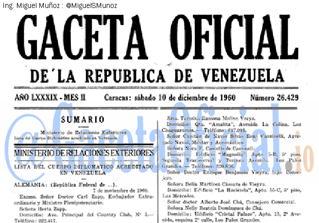 Gaceta Oficial 26429 del 10 Diciembre 1960