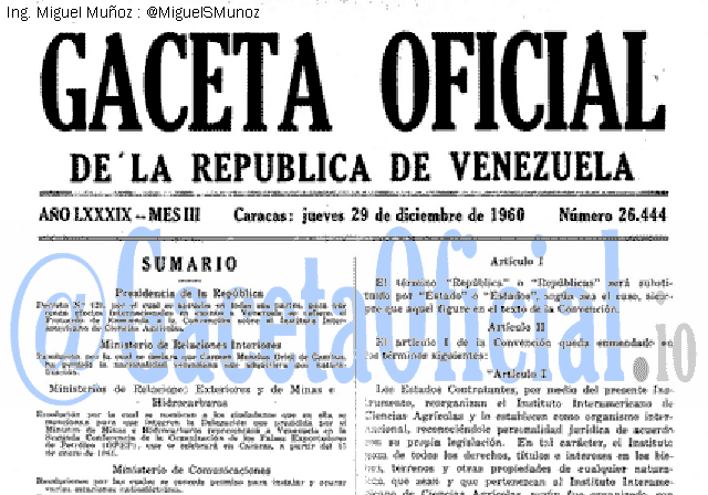 Gaceta Oficial 26444 del 29 Diciembre 1960
