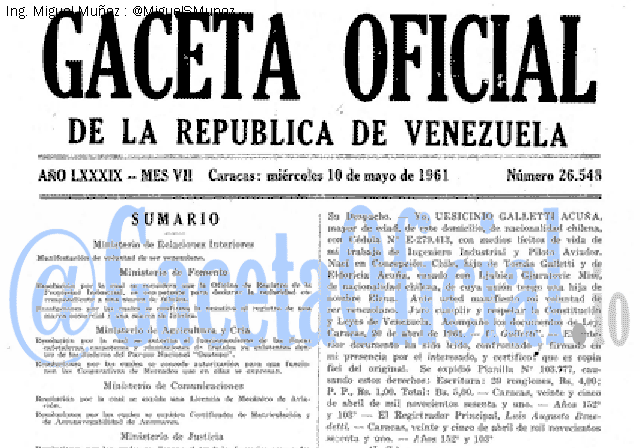 Gaceta Oficial 26548 del 10 Mayo 1961