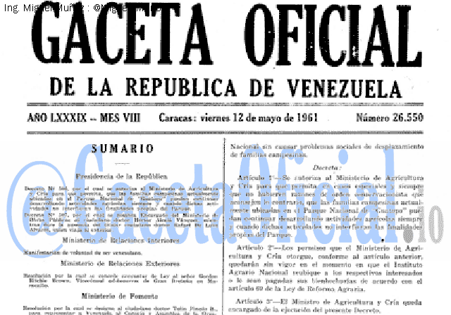 Gaceta Oficial 26550 del 12 Mayo 1961