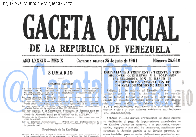 Gaceta Oficial 26610 del 25 Julio 1961