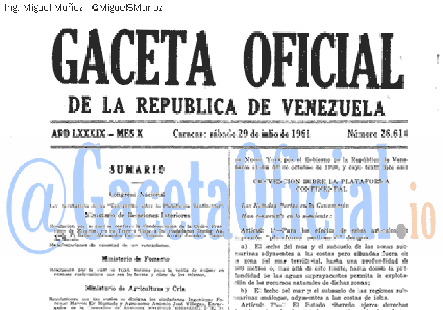 Gaceta Oficial 26614 del 29 Julio 1961