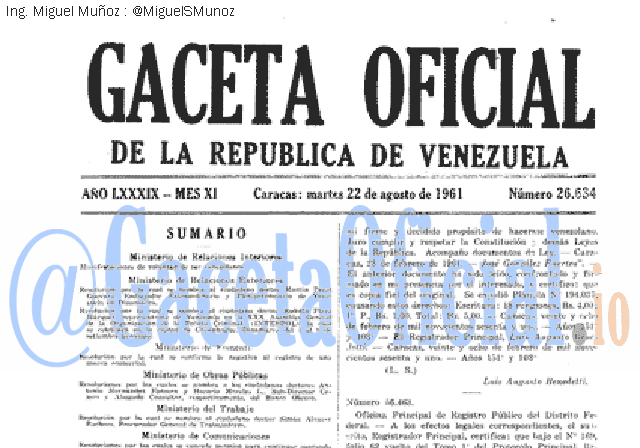 Gaceta Oficial 26634 del 22 Agosto 1961