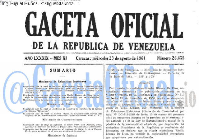 Gaceta Oficial 26635 del 23 Agosto 1961