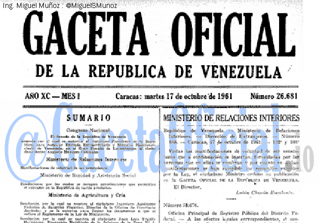 Gaceta Oficial 26681 del 17 Octubre 1961