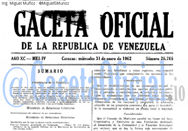 Gaceta Oficial 26766 del 31 Enero 1962