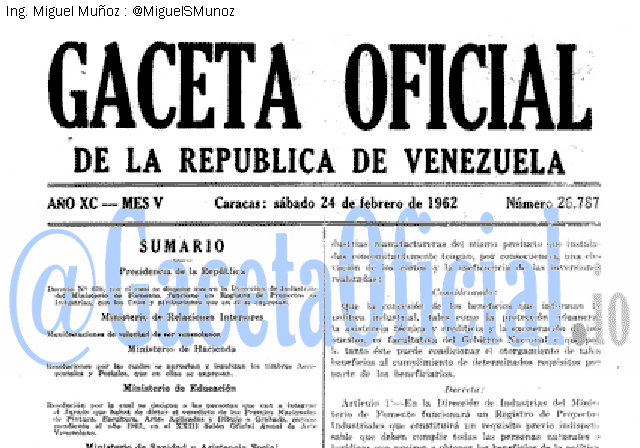 Gaceta Oficial 26787 del 24 Febrero 1962