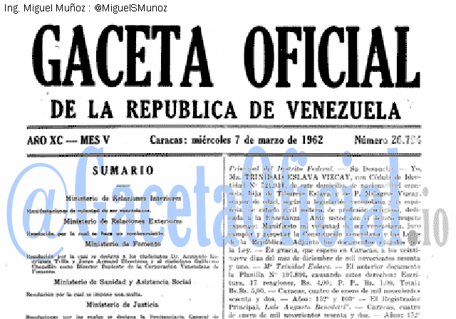 Gaceta Oficial 26794 del 7 Marzo 1962