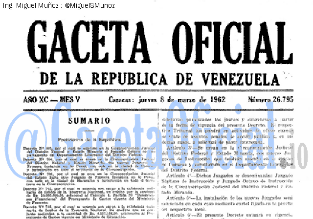 Gaceta Oficial 26795 del 8 Marzo 1962