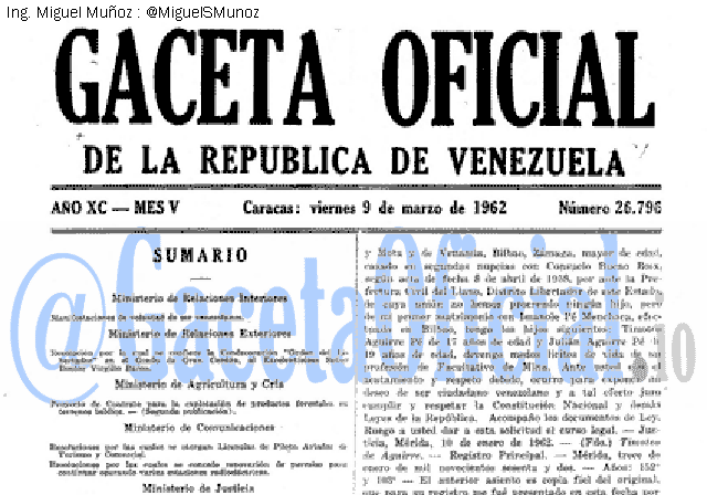 Gaceta Oficial 26796 del 9 Marzo 1962