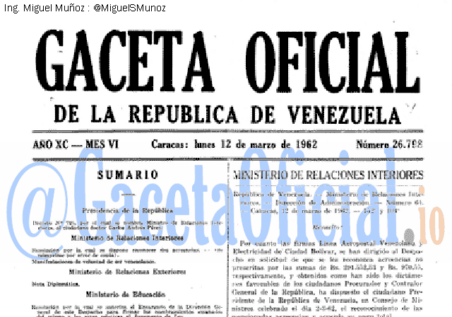 Gaceta Oficial 26798 del 12 Marzo 1962