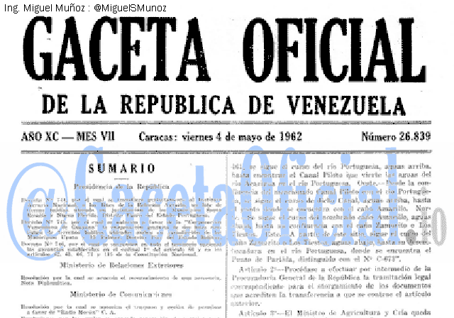 Gaceta Oficial 26839 del 4 Mayo 1962