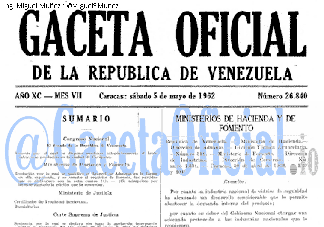 Gaceta Oficial 26840 del 5 Mayo 1962