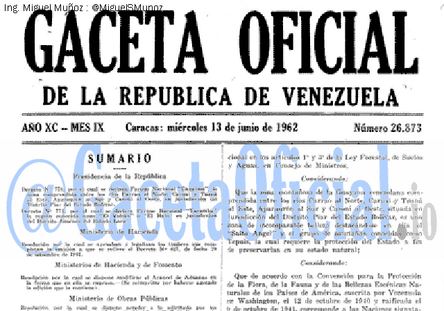 Gaceta Oficial 26873 del 13 Junio 1962
