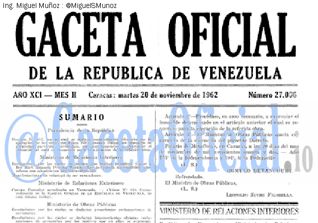 Gaceta Oficial 27006 del 20 Noviembre 1962