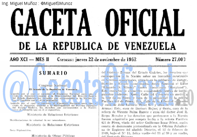 Gaceta Oficial 27008 del 22 Noviembre 1962