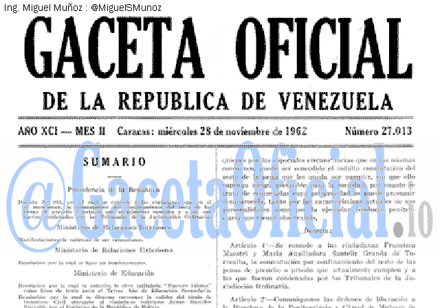 Gaceta Oficial 27013 del 28 Noviembre 1962