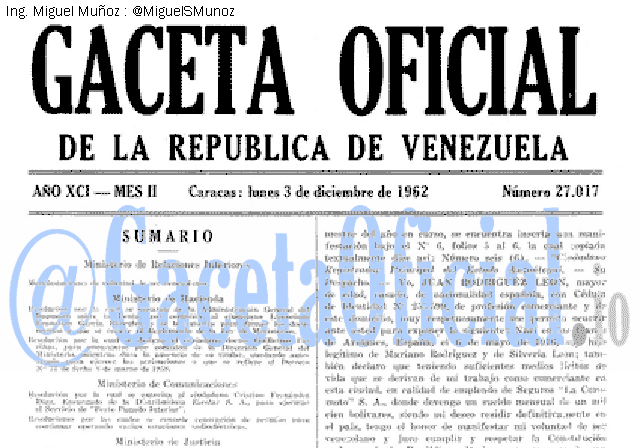 Gaceta Oficial 27017 del 3 Diciembre 1962