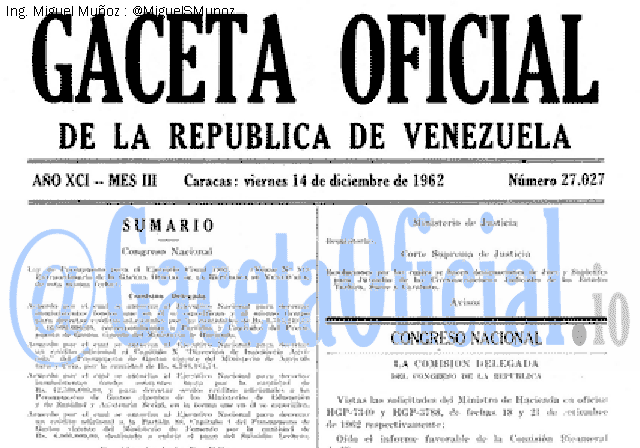Gaceta Oficial 27027 del 14 Diciembre 1962