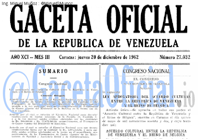 Gaceta Oficial 27032 del 20 Diciembre 1962