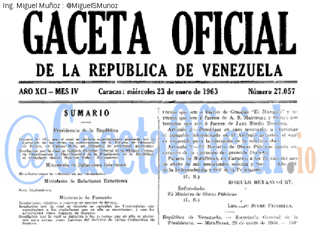 Gaceta Oficial 27057 del 23 Enero 1963