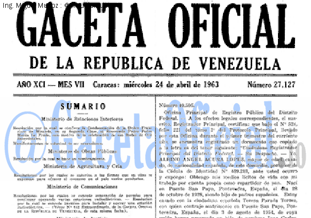 Gaceta Oficial 27127 del 24 Abril 1963