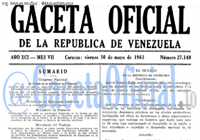 Gaceta Oficial 27140 del 10 Mayo 1963