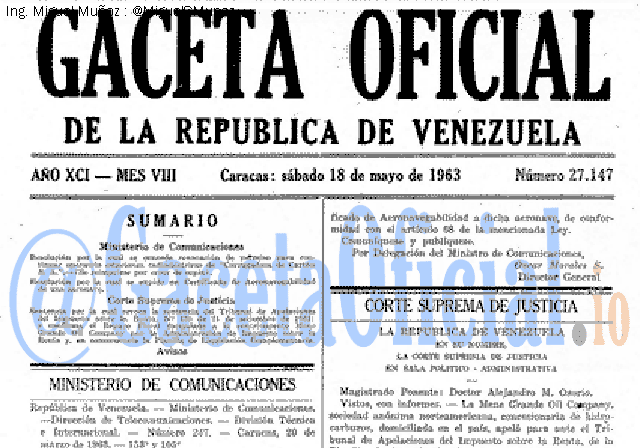 Gaceta Oficial 27147 del 18 Mayo 1963