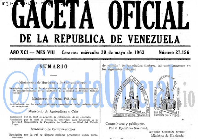 Gaceta Oficial 27156 del 29 Mayo 1963