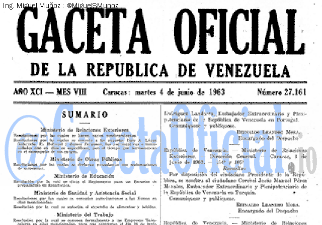 Gaceta Oficial 27161 del 4 Junio 1963