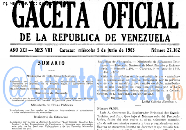 Gaceta Oficial 27162 del 5 Junio 1963