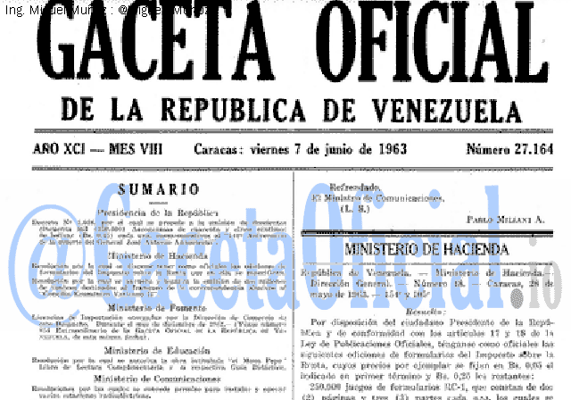 Gaceta Oficial 27164 del 7 Junio 1963