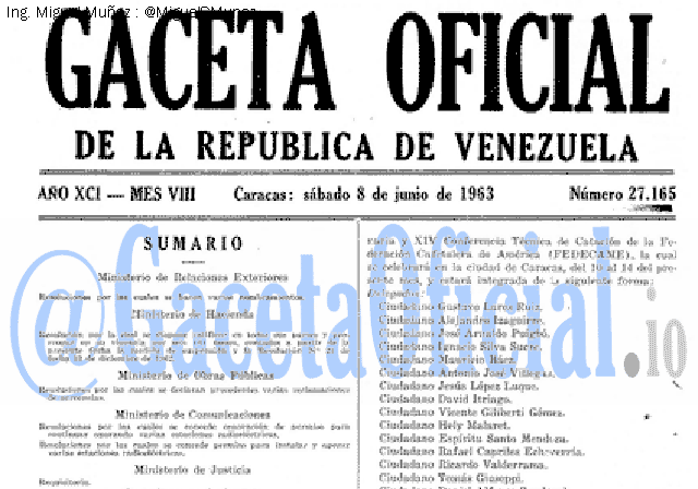 Gaceta Oficial 27165 del 8 Junio 1963